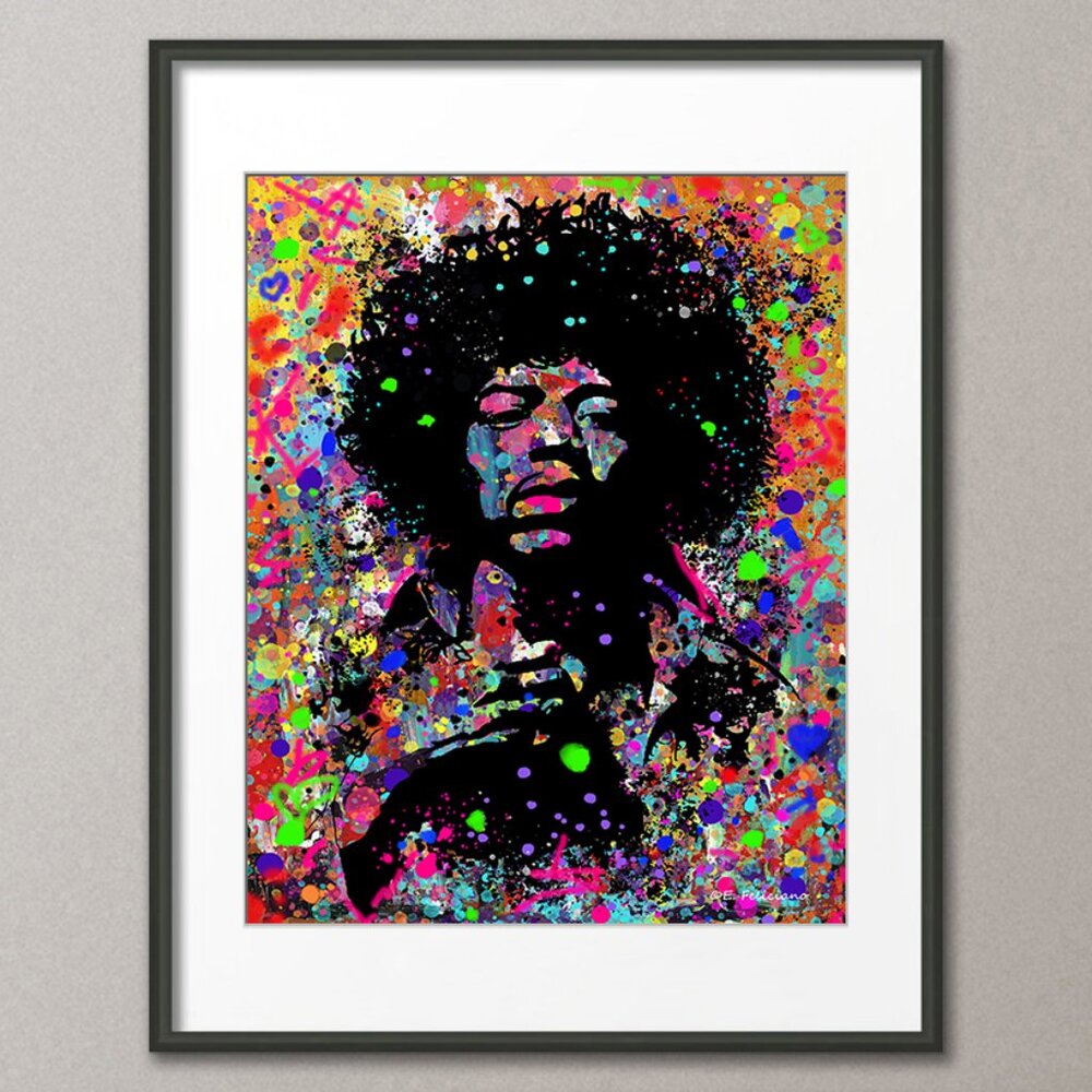 Jimi Hendrix Fine Art Print, Home Decor, Rockstar Art, Pop Art, Colorful Prints
